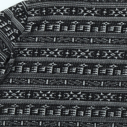 Atmosphere Womens Black V-Neck Geometric Polyester Cardigan Jumper Size 6