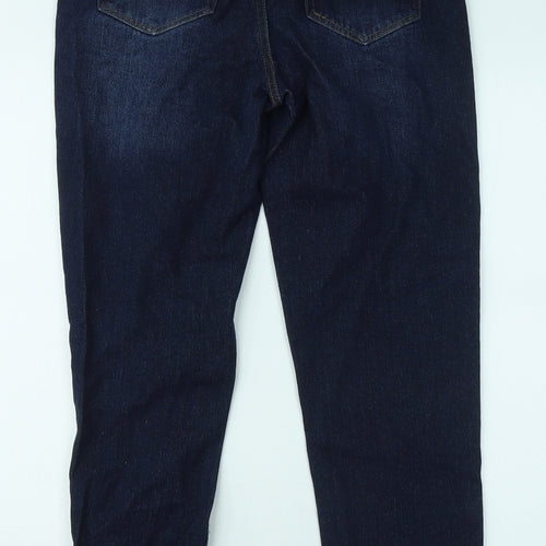 Boohoo Womens Blue Cotton Straight Jeans Size 10 L28 in Regular Zip
