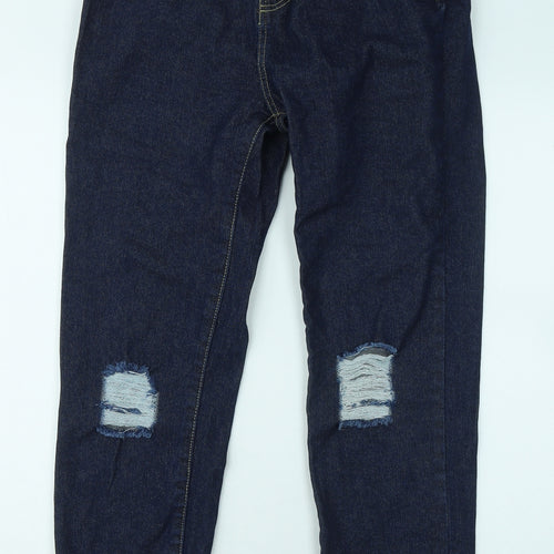 Boohoo Womens Blue Cotton Straight Jeans Size 10 L28 in Regular Zip