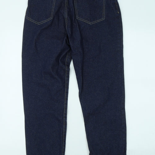 Boohoo Womens Blue Cotton Straight Jeans Size 10 L28 in Regular Zip