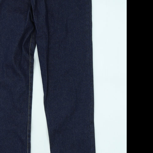 Boohoo Womens Blue Cotton Straight Jeans Size 10 L28 in Regular Zip