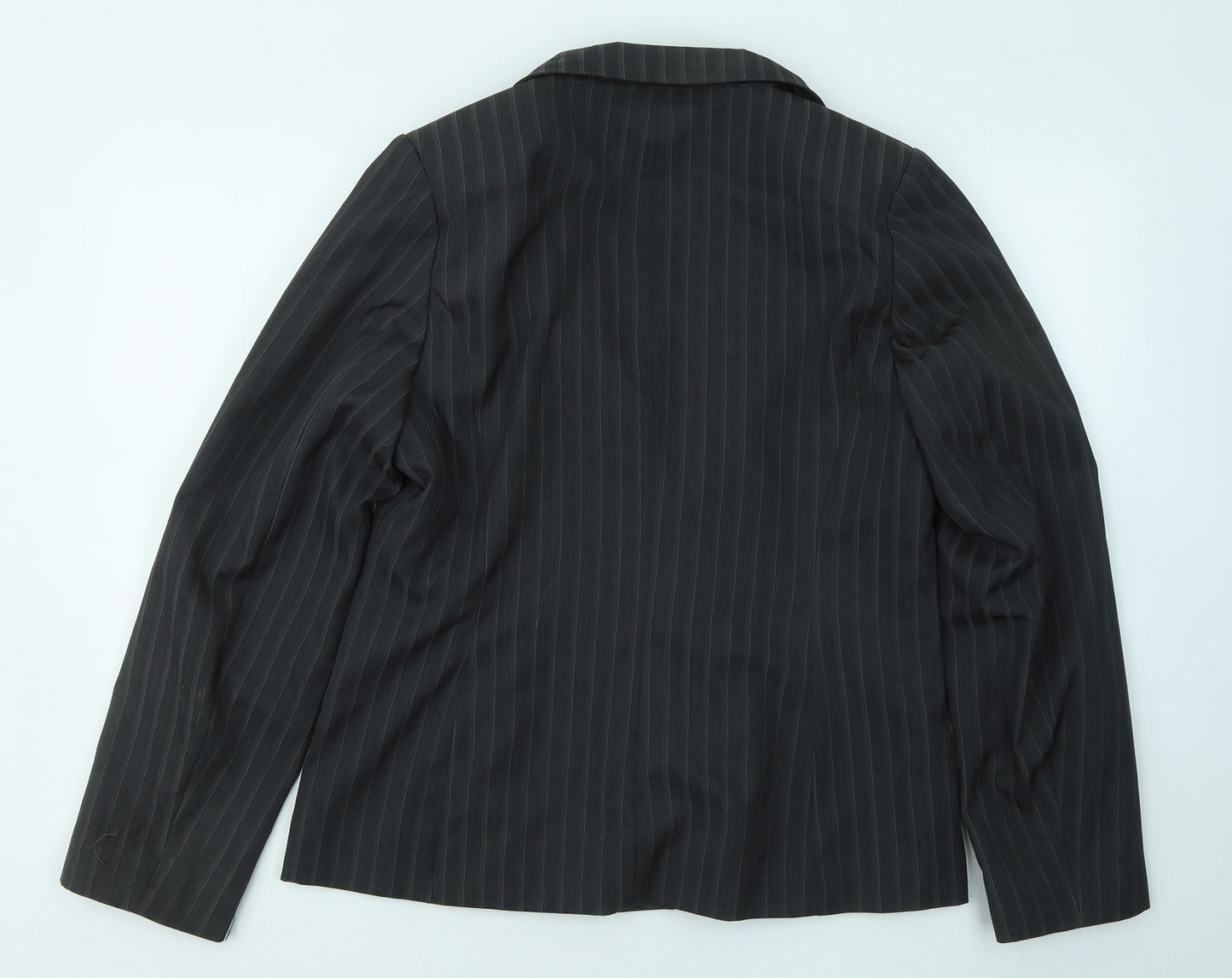 George Womens Grey Striped Jacket Blazer Size 16 Button