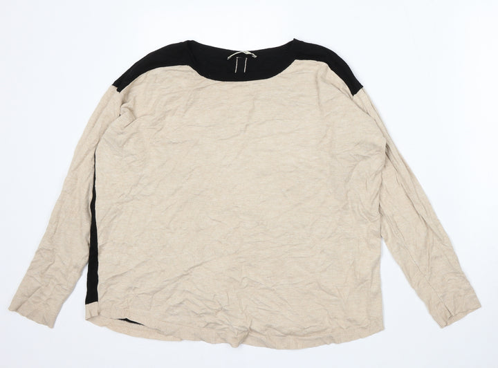 Oasis Womens Beige Round Neck Viscose Pullover Jumper Size M