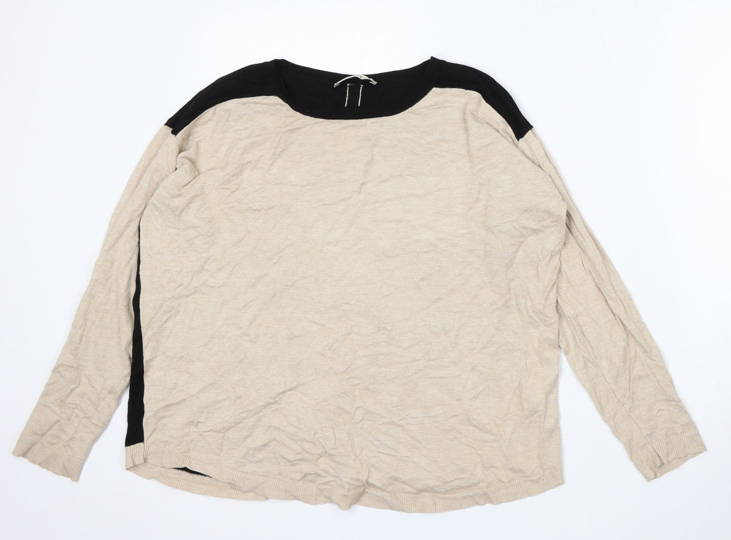 Oasis Womens Beige Round Neck Viscose Pullover Jumper Size M