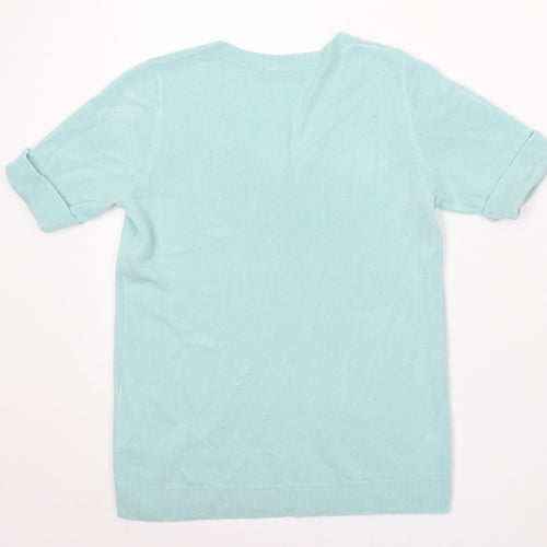 TU Womens Blue V-Neck Acrylic Pullover Jumper Size 8