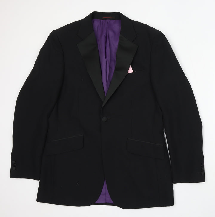 1860 Menswear Mens Black Polyester Jacket Suit Size 38