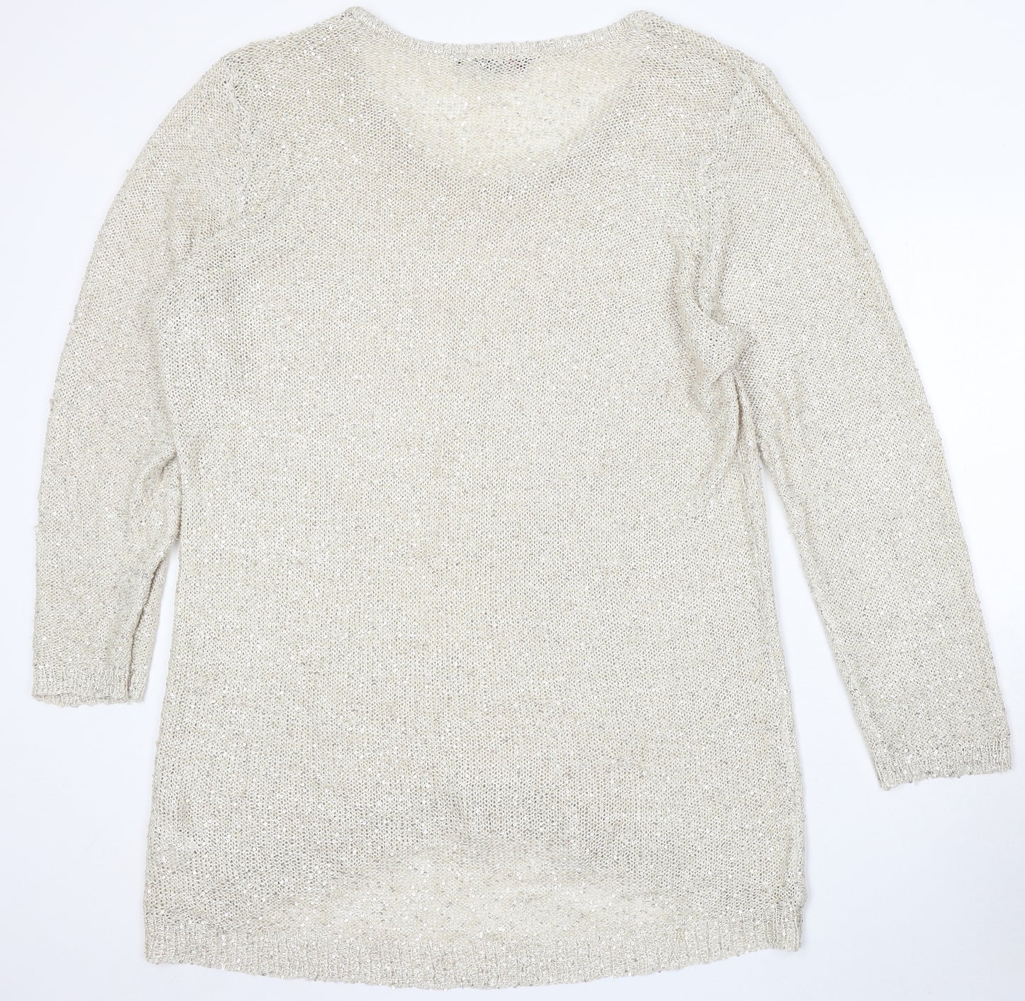 Yours Womens Beige Round Neck Polyester Pullover Jumper Size 26