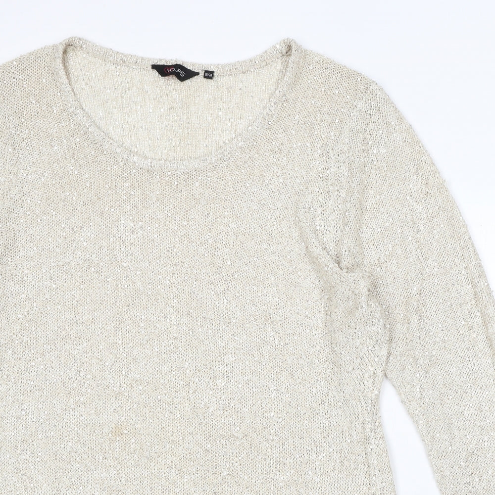 Yours Womens Beige Round Neck Polyester Pullover Jumper Size 26