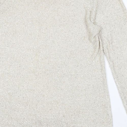 Yours Womens Beige Round Neck Polyester Pullover Jumper Size 26