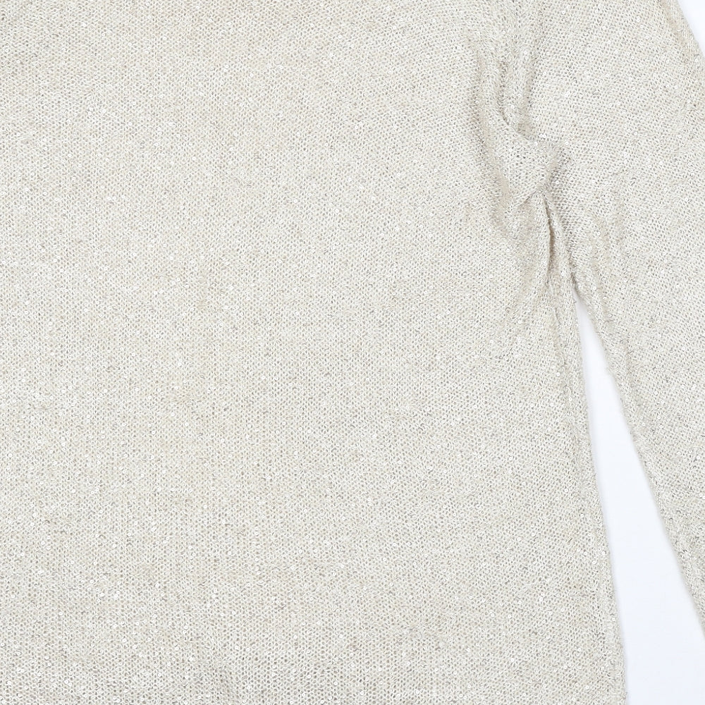 Yours Womens Beige Round Neck Polyester Pullover Jumper Size 26