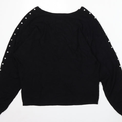 NEXT Womens Black V-Neck Viscose Pullover Jumper Size S