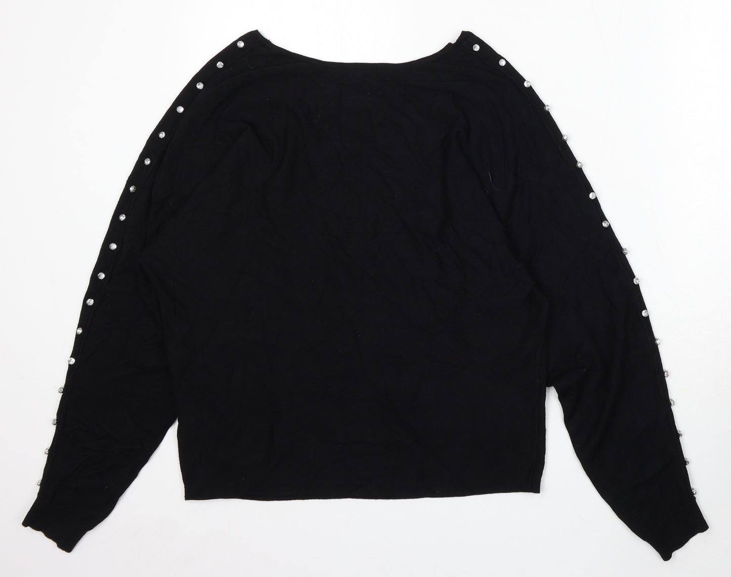 NEXT Womens Black V-Neck Viscose Pullover Jumper Size S