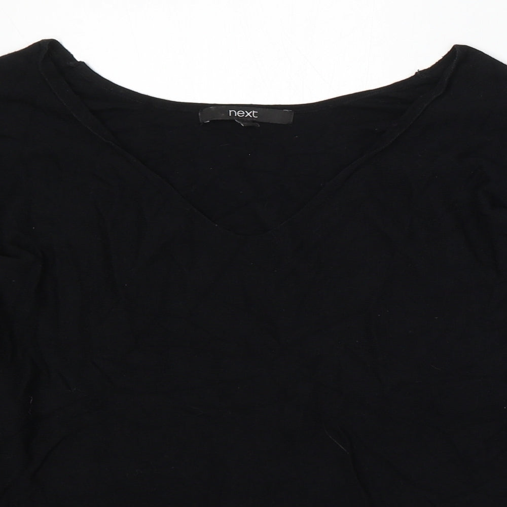 NEXT Womens Black V-Neck Viscose Pullover Jumper Size S