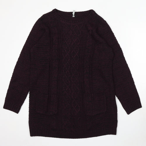Intuition Womens Purple Round Neck Acrylic Pullover Jumper Size 14