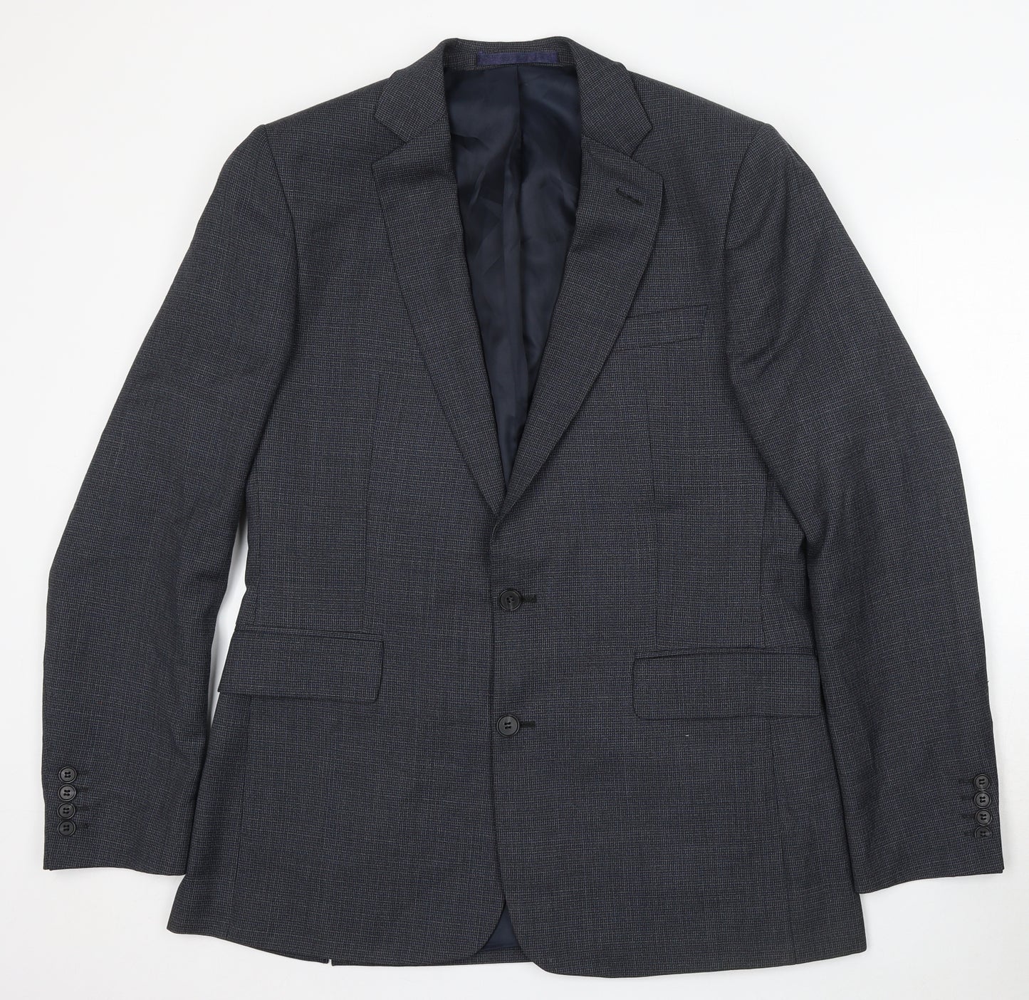 Hammond & Co Mens Blue Check Polyester Jacket Suit Size 42