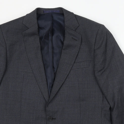 Hammond & Co Mens Blue Check Polyester Jacket Suit Size 42