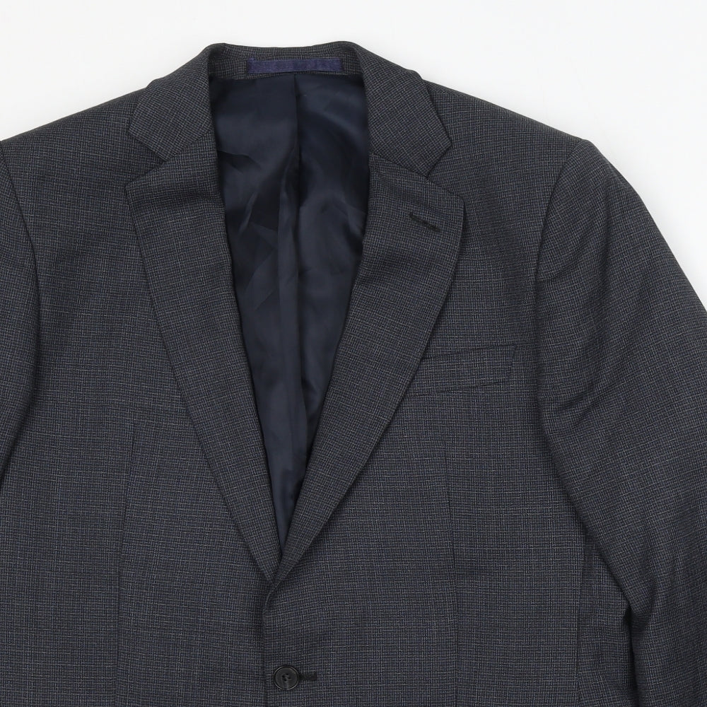 Hammond & Co Mens Blue Check Polyester Jacket Suit Size 42