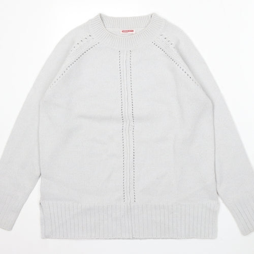 Damart Womens Grey Round Neck Acrylic Pullover Jumper Size 10