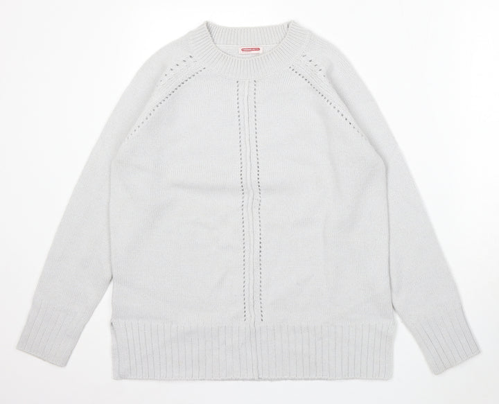 Damart Womens Grey Round Neck Acrylic Pullover Jumper Size 10
