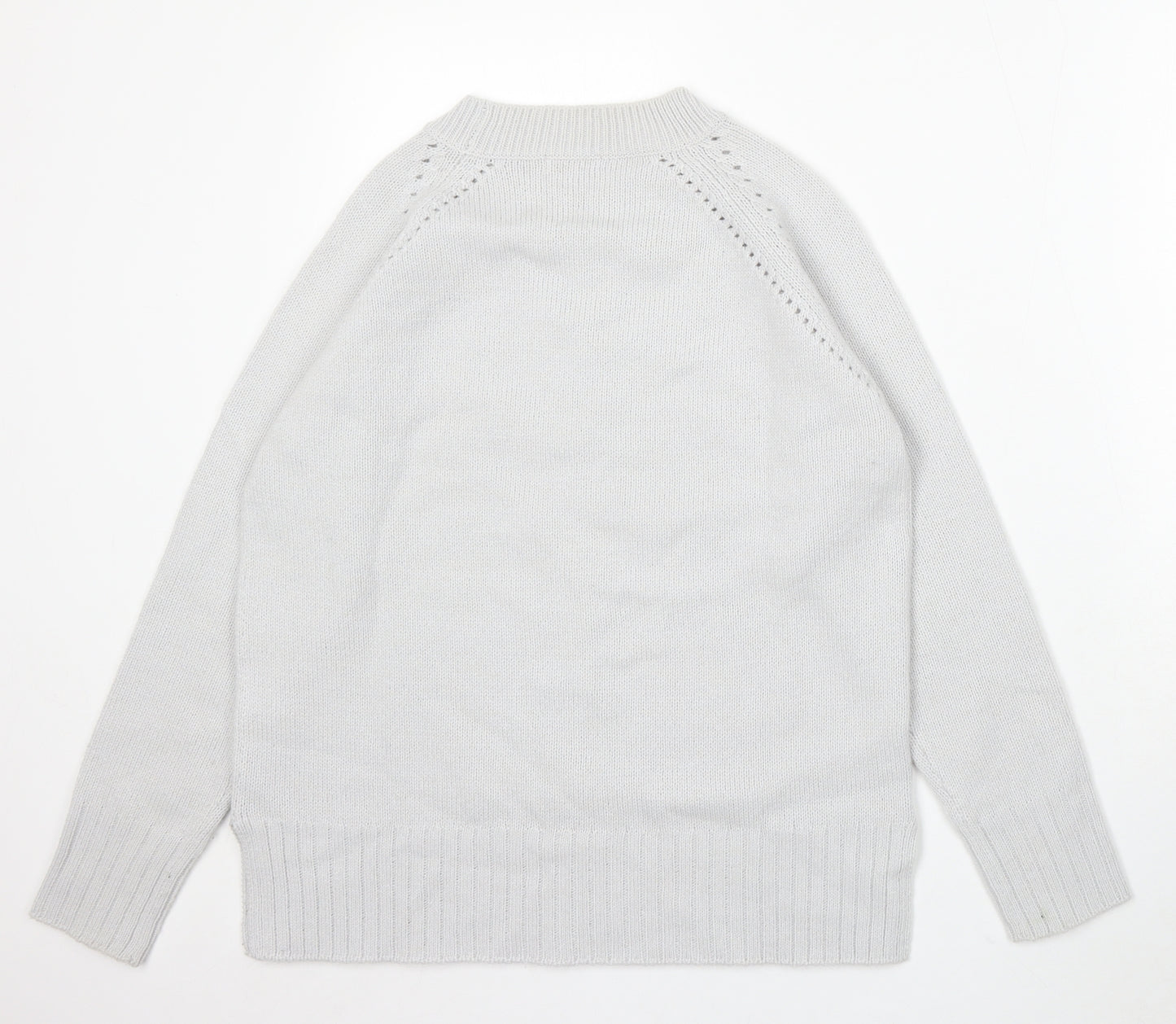 Damart Womens Grey Round Neck Acrylic Pullover Jumper Size 10