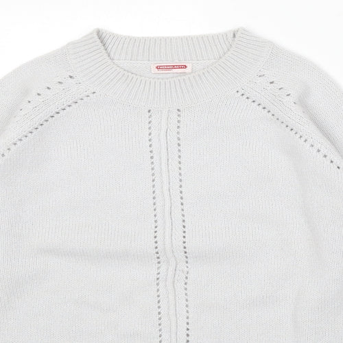 Damart Womens Grey Round Neck Acrylic Pullover Jumper Size 10