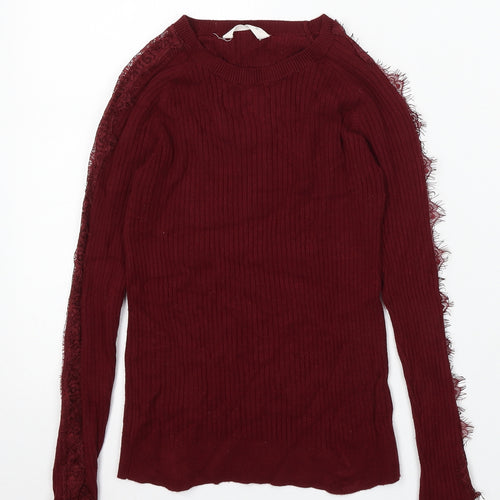 Matalan Girls Red Round Neck Viscose Pullover Jumper Size 12 Years