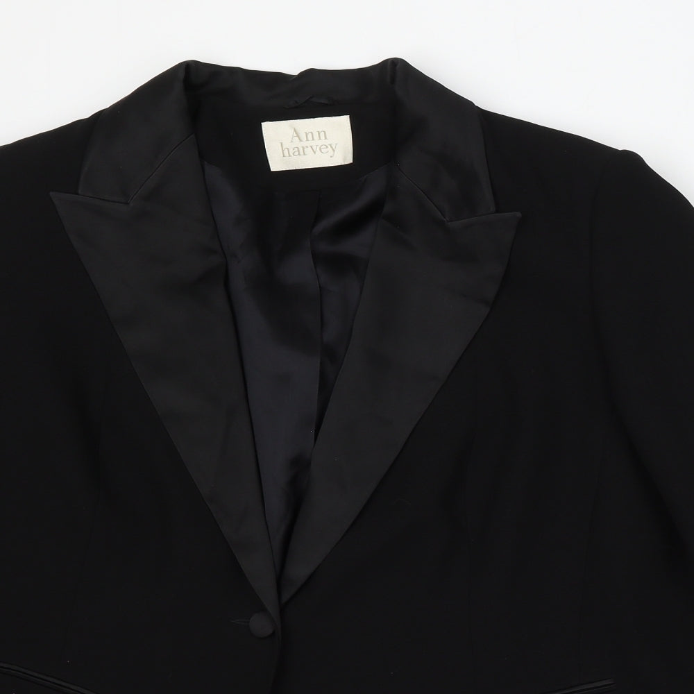 Ann Harvey Womens Black Polyester Jacket Blazer Size 22