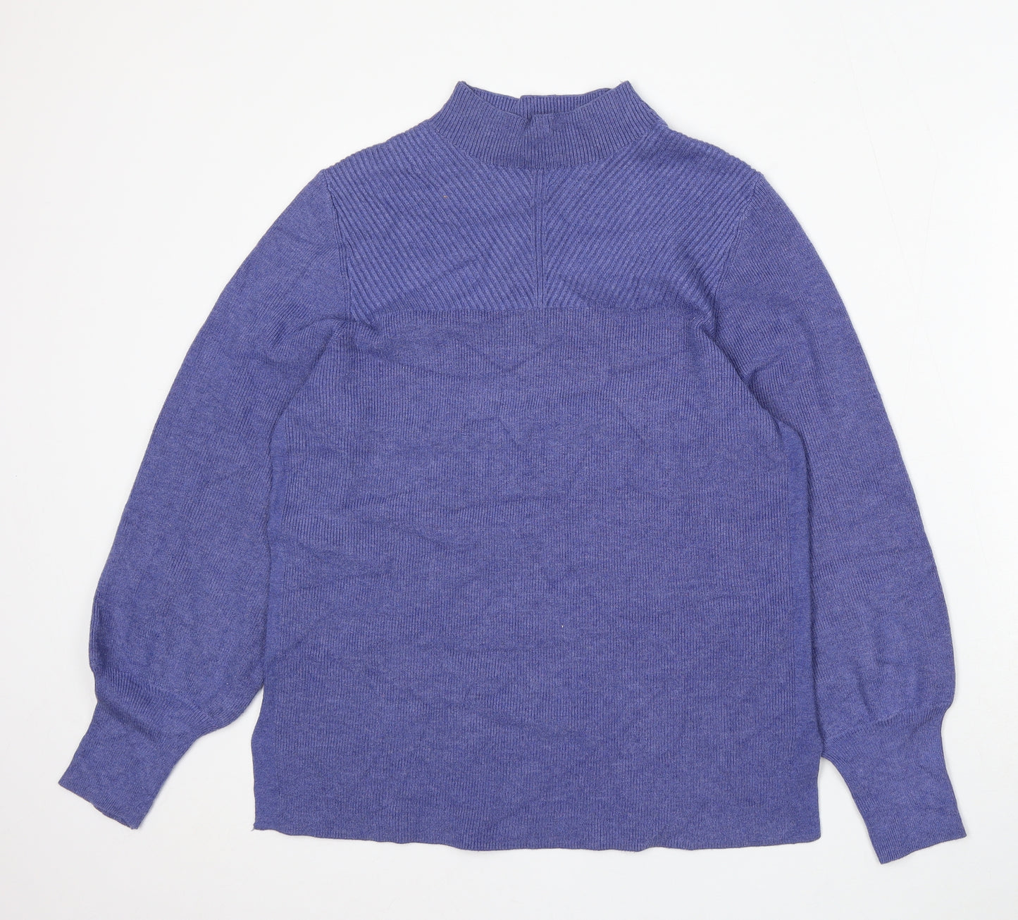 Marks and Spencer Womens Purple Mock Neck Viscose Pullover Jumper Size M