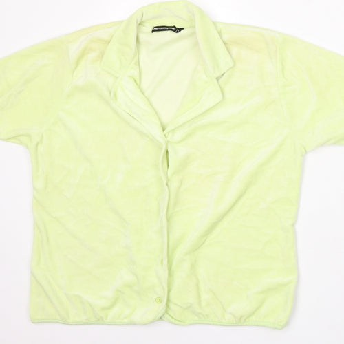 PRETTYLITTLETHING Womens Green Collared Cotton Cardigan Jumper Size 10