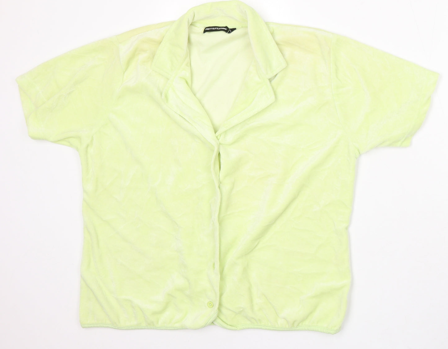 PRETTYLITTLETHING Womens Green Collared Cotton Cardigan Jumper Size 10
