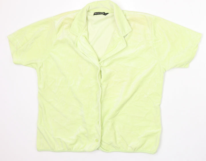PRETTYLITTLETHING Womens Green Collared Cotton Cardigan Jumper Size 10