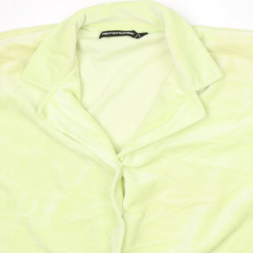 PRETTYLITTLETHING Womens Green Collared Cotton Cardigan Jumper Size 10
