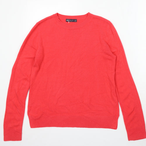 Marks and Spencer Womens Red Round Neck Acrylic Pullover Jumper Size 12