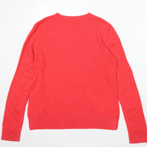 Marks and Spencer Womens Red Round Neck Acrylic Pullover Jumper Size 12