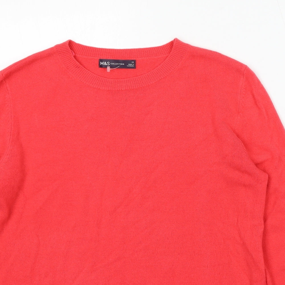 Marks and Spencer Womens Red Round Neck Acrylic Pullover Jumper Size 12