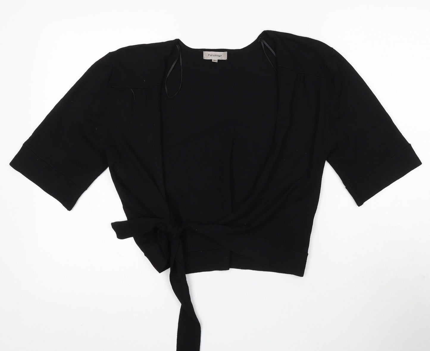 Paramour Womens Black V-Neck Viscose Pullover Jumper Size L