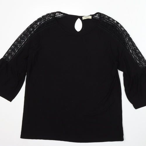 Papaya Womens Black Round Neck Polyester Pullover Jumper Size 12