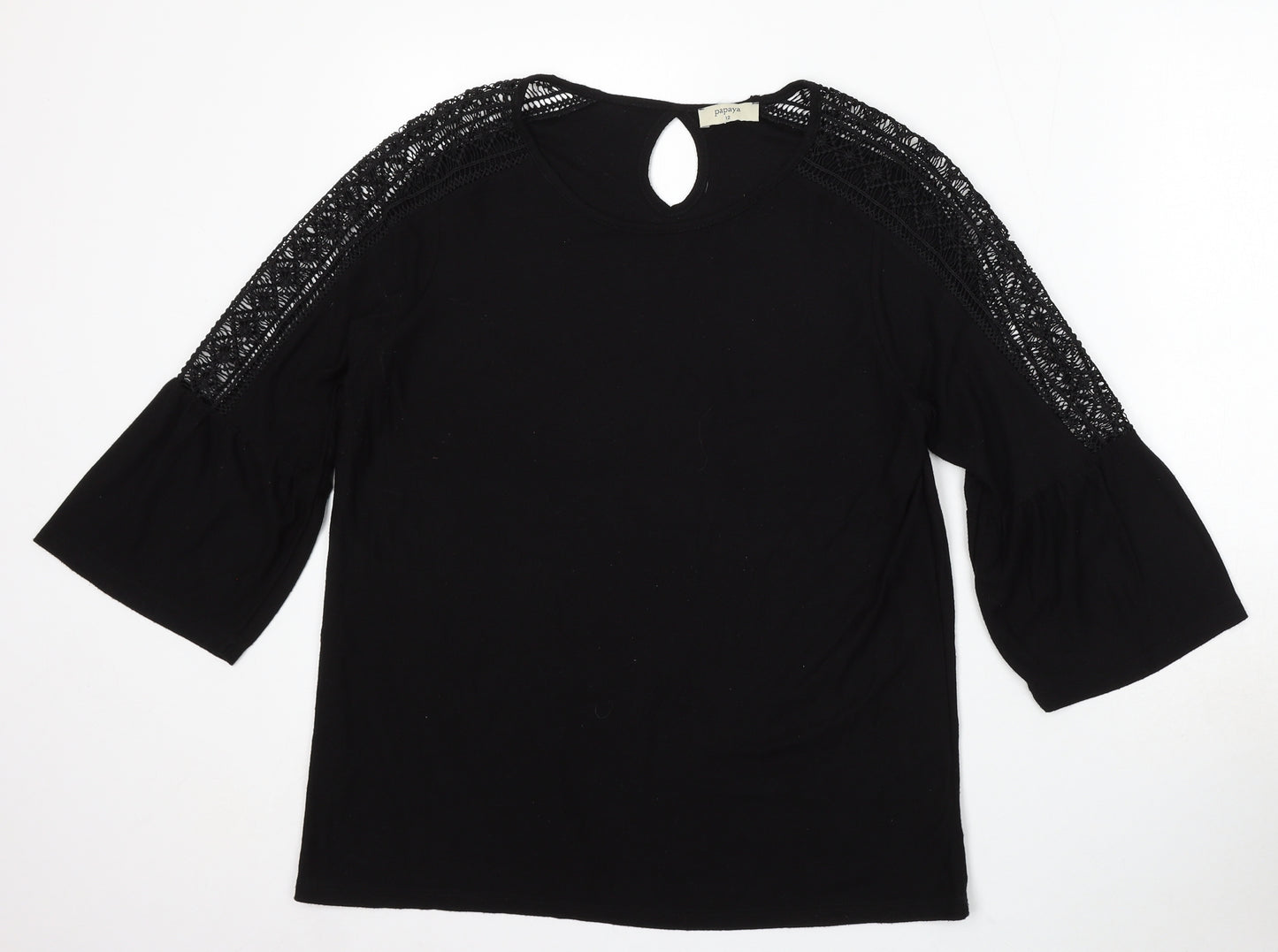 Papaya Womens Black Round Neck Polyester Pullover Jumper Size 12