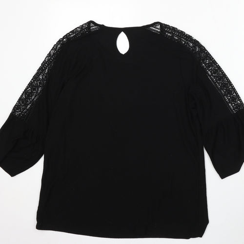 Papaya Womens Black Round Neck Polyester Pullover Jumper Size 12