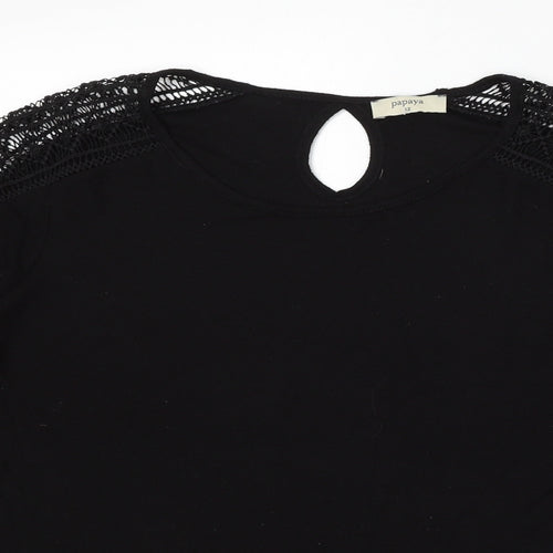 Papaya Womens Black Round Neck Polyester Pullover Jumper Size 12