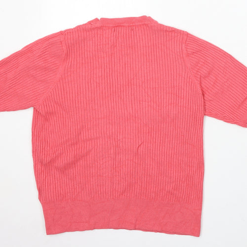 Marks and Spencer Womens Pink Round Neck Viscose Pullover Jumper Size 14