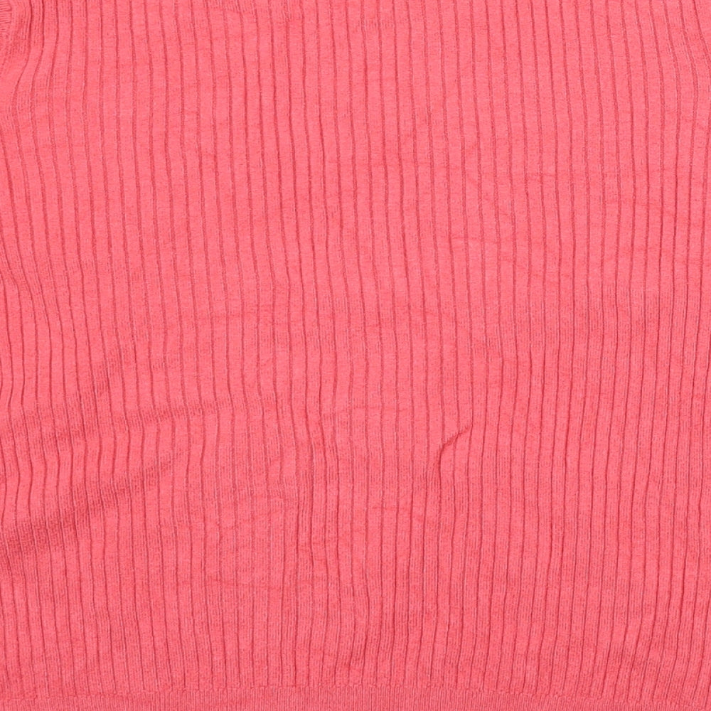 Marks and Spencer Womens Pink Round Neck Viscose Pullover Jumper Size 14