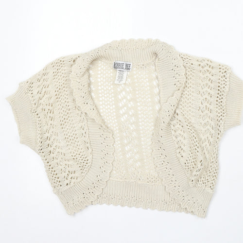Robbie Bee Womens Ivory V-Neck Acrylic Cardigan Jumper Size M