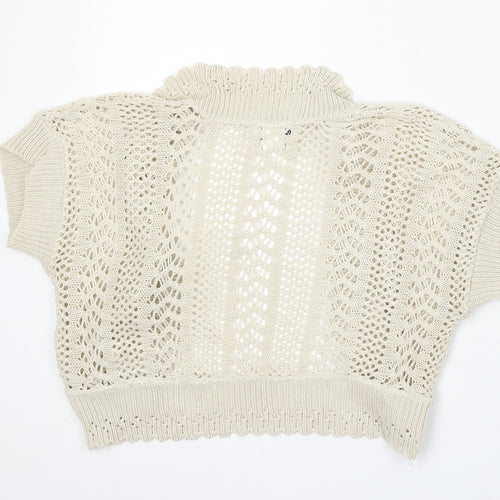 Robbie Bee Womens Ivory V-Neck Acrylic Cardigan Jumper Size M