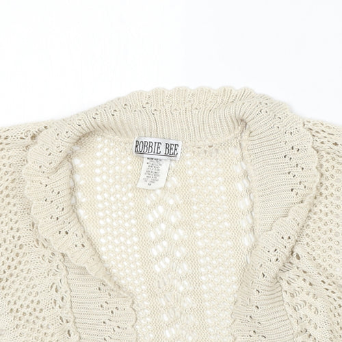 Robbie Bee Womens Ivory V-Neck Acrylic Cardigan Jumper Size M