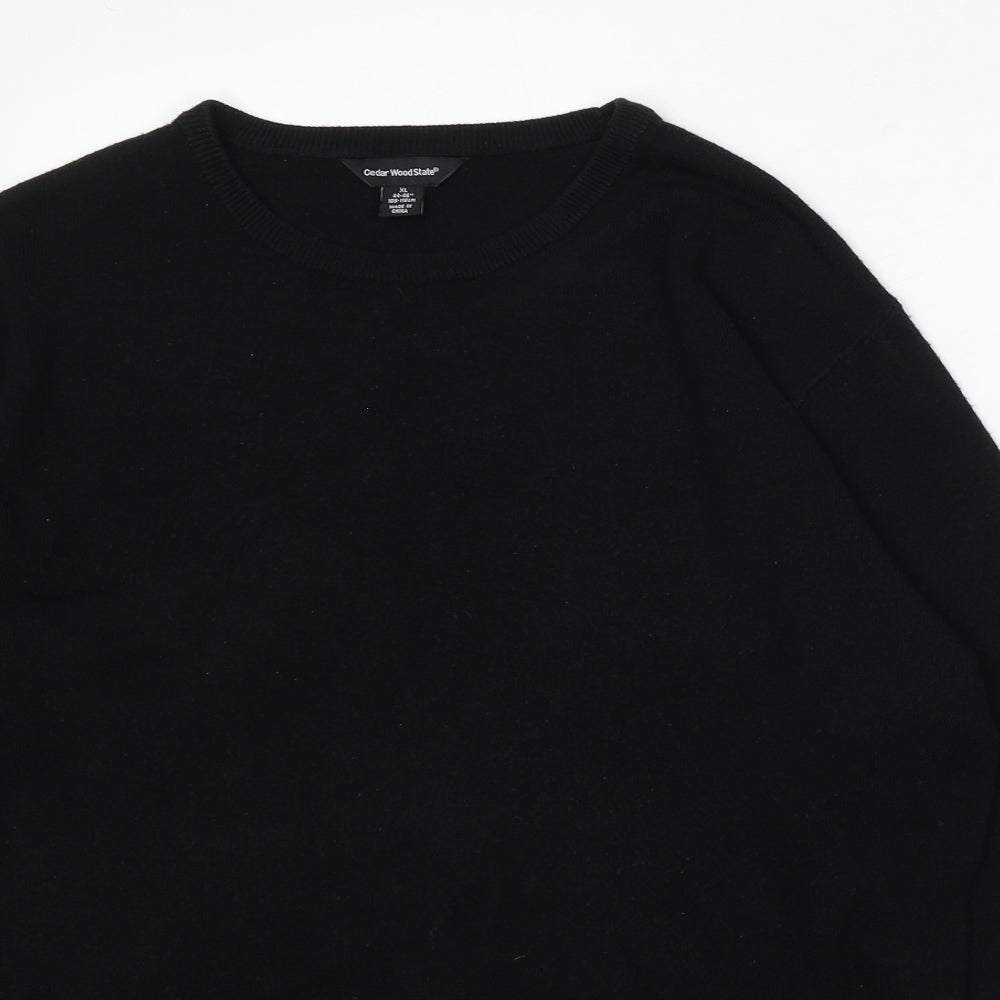 Cedar Wood State Womens Black Round Neck Acrylic Cardigan Jumper Size XL