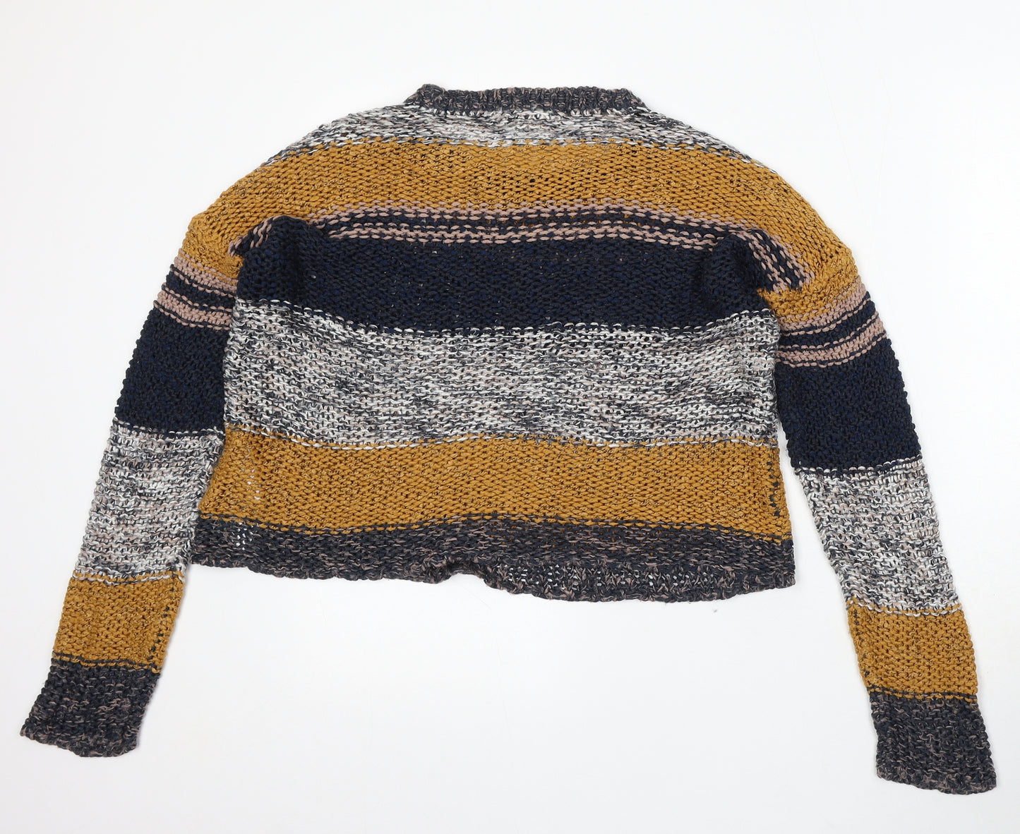 Noisy may Womens Multicoloured Round Neck Striped Acrylic Pullover Jumper Size S