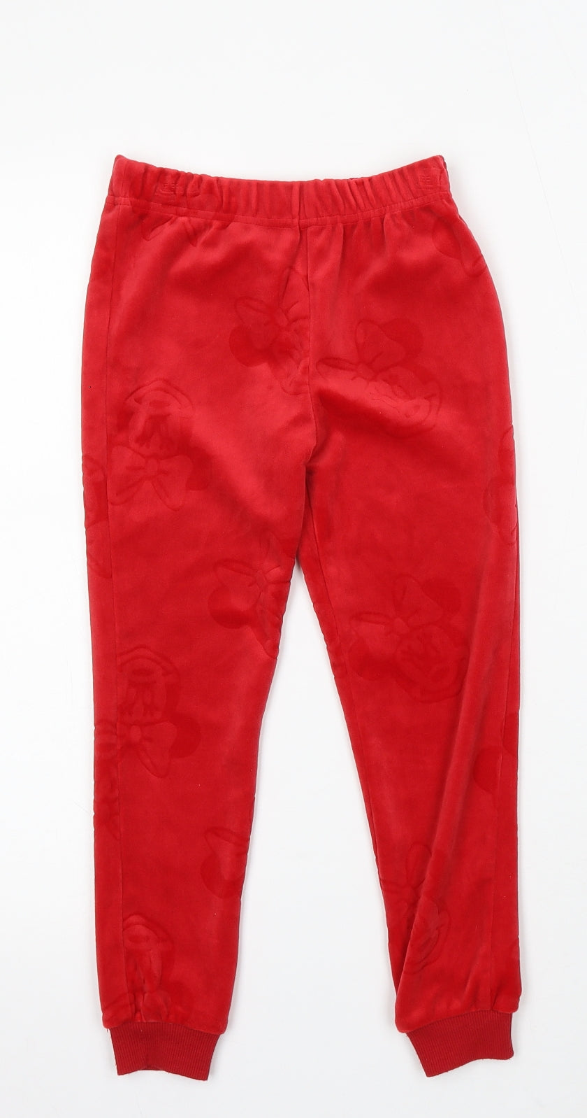 Disney Girls Red Geometric Polyester Jogger Trousers Size 5-6 Years Regular - minnie mouse