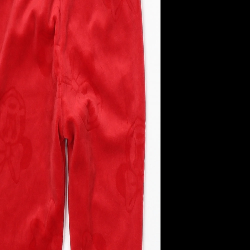Disney Girls Red Geometric Polyester Jogger Trousers Size 5-6 Years Regular - minnie mouse