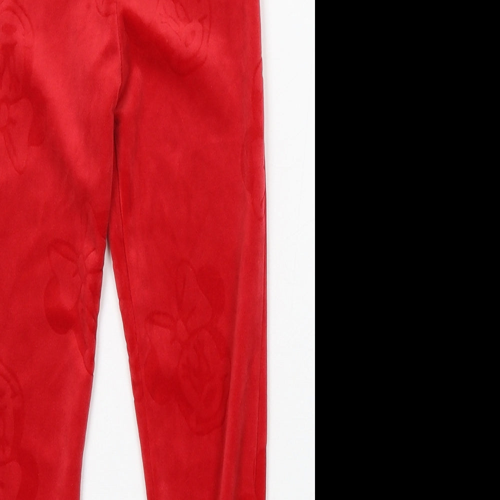 Disney Girls Red Geometric Polyester Jogger Trousers Size 5-6 Years Regular - minnie mouse